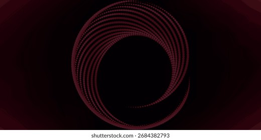 Abstract red speed light lines neon ring glowing circle round movement on black background vector illustration.