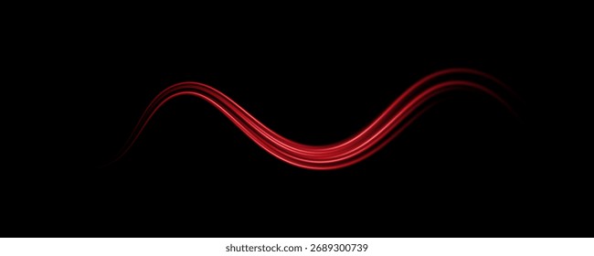 Abstrato vermelho linhas de luz de velocidade anel neon brilhante círculo movimento em volta na ilustração de vetor de fundo preto.