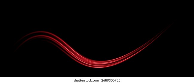 Líneas de luz de velocidad roja Abstractas Anillo de neón Círculo brillante Movimiento redondo sobre fondo negro Ilustración vectorial.