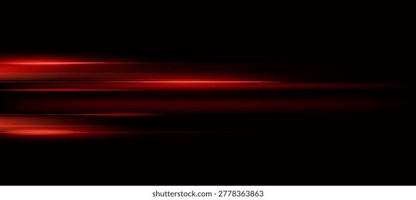 Abstract Red Speed Neon Light Effect on Black Background Vector