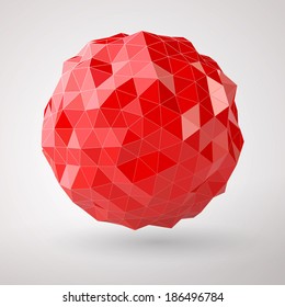 Abstract red sphere consisting of triangles vector