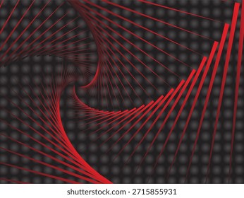 Linhas de onda espiral vermelha abstrata formando um vórtice dinâmico em um fundo preto escuro, padrão geométrico moderno, linhas curvas fluindo, arte digital futurista, alto contraste, design mínimo, tecnologia inspirada fundo abstrato
