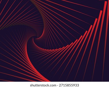 Linhas de onda espiral vermelha abstrata formando um vórtice dinâmico em um fundo preto escuro, padrão geométrico moderno, linhas curvas fluindo, arte digital futurista, alto contraste, design mínimo, tecnologia inspirada fundo abstrato