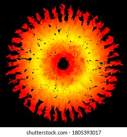 abstrakter roter Spirograph auf schwarzem Hintergrund. Spirograph dekoratives Element für Design.