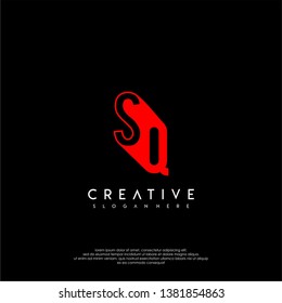 abstract red SQ logo letter in shadow shape design concept
