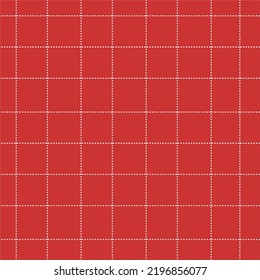 Abstract red square fabric pattern, white dashed line quilt pattern, bed sheet pattern, handkerchief pattern.