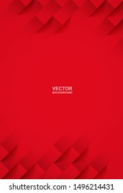 Abstract. Red square geometric background. light and shadow . Vector.