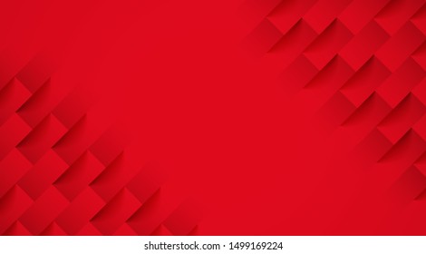 Abstract. Red square geometric background. light and shadow . Vector.