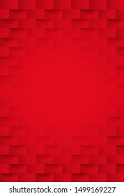 Abstract. Red square geometric background. light and shadow . Vector.