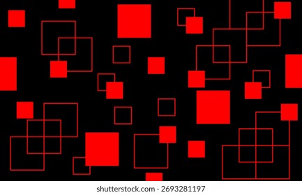 Abstract red square pattern on black background, modern geometric minimal design, digital art backdrop, technology inspired wallpaper