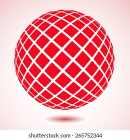 Abstract red squares vector sphere background