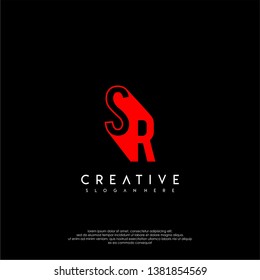 abstract red SR logo letter in shadow shape design concept