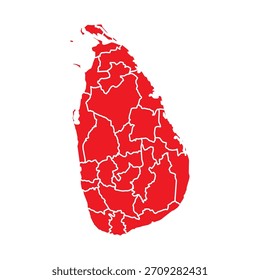 Mapa Rojo Abstractas de Sri Lanka con Ciudades