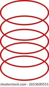 Abstract Red Stacked Ovals Graphic Design Element on White Background