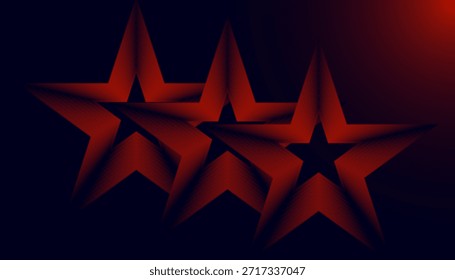 Abstractas resplandor de estrella roja sobre fondo futurista oscuro. Símbolo geométrico futurista de la estrella roja con efecto de luz dramático. Diseño moderno de forma de estrella Abstractas con sombra profunda y brillo degradado rojo.