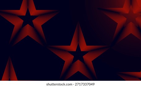 Abstractas resplandor de estrella roja sobre fondo futurista oscuro. Símbolo geométrico futurista de la estrella roja con efecto de luz dramático. Diseño moderno de forma de estrella Abstractas con sombra profunda y brillo degradado rojo.