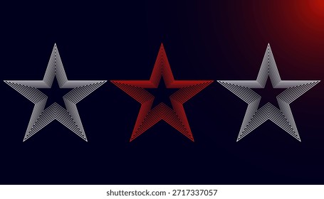Abstract Red Star Glow on Dark Futuristic Background. Futuristic Geometric Red Star Symbol with Dramatic Light Effect. Modern Abstract Star Shape Design with Deep Shadow and Red Gradient Glow.