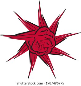 Abstract red star symbol on white for your creative design. Detailed star for holidays and events, backgrounds and textures, emblems, logos, prints, wallpaper, textiles, embroidery, web icons, etc.