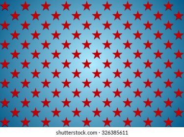 Abstract red stars on blue background. Vector Veterans Day design