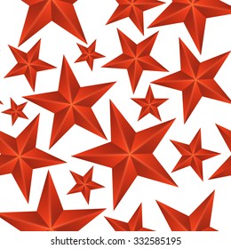 Abstract Red Stars Seamless Pattern Vector Illustration