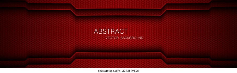 Abstract red steel mesh background with red glowing lines with free space for design. Modern technology innovation concept background. Perforated dark red metal sheet for background image.	
