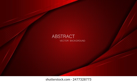 Abstract red steel mesh background with red glowing lines with free space for design. Modern technology innovation concept background. Perforated dark red metal sheet for background image.