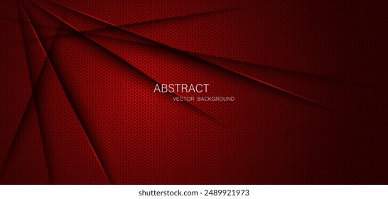 Abstract red steel mesh background with red glowing lines with free space for design. Modern technology innovation concept background. Perforated dark red metal sheet for background image.	