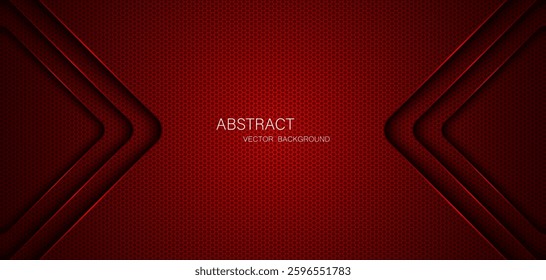 Abstract red steel mesh background with red glowing lines with free space for design. Modern technology innovation concept background. Perforated dark red metal sheet for background image.	