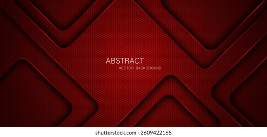 Abstract red steel mesh background with red glowing lines with free space for design. Modern technology innovation concept background. Perforated dark red metal sheet for background image.	