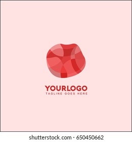 Abstract red stone and diamond logo symbol. Isometric circle line logotype fashion. Brand identity for your business
