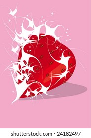 abstract red strawberry  with cream