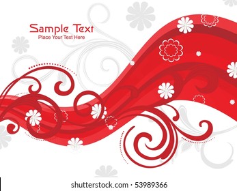 abstract red stripes background with grey, maroon floral