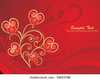 abstract red stripes, floral background with romantic heart