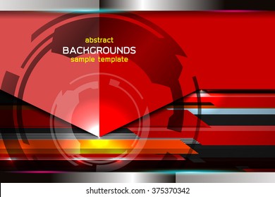 Abstract red stripes tech background, Vector Illustration