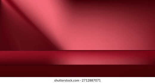 Fondo de estudio rojo Abstractas para la presentación del producto. Fondo con sombras de ventana para mostrar el producto.

