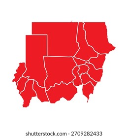 Mapa Abstractas de Sudán Rojo con Ciudades