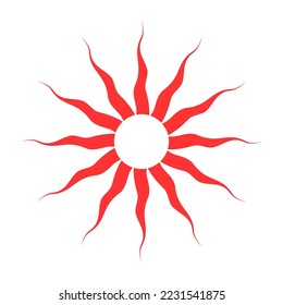 Abstraktes rotes Sonnensymbol. Element für Design. Vektorkunst.