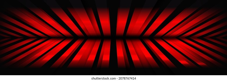 Abstract red sun rays light display mockup background. Vector illustration