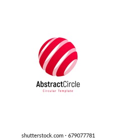 Abstract red sun, stripped vector logo template, round swirl simple logotype.