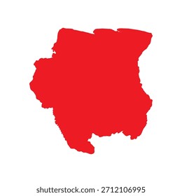 Abstract Red Suriname Simple Map