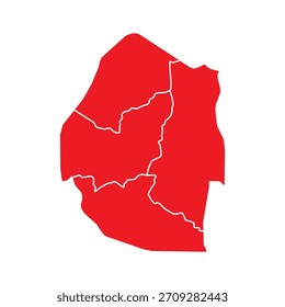 Abstrakte Landkarte von Red Swaziland mit Städten