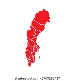 Abstractas Rojo Suecia Mapa con Ciudades