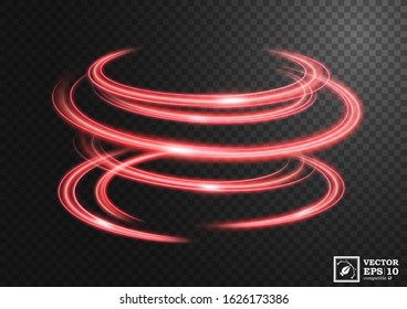 Abstract red swirl line of light with a transparent background, isolated and easy to edit