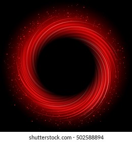 Abstract red swirl round with black hole vector illustration