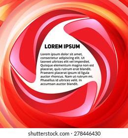 Abstract red swirl text presentation template for design process
