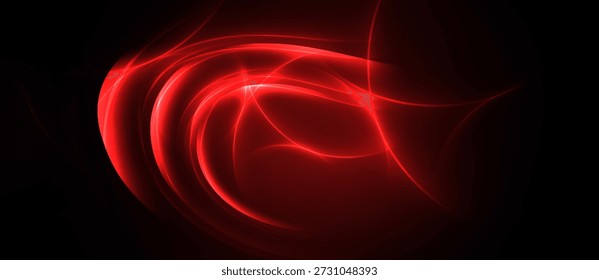 Abstractas remolinos rojos, líneas luminosas sobre fondo oscuro. La energía dinámica y las Formas fluidas crean un efecto visual cautivador.