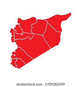 Mapa Abstractas Rojo de Siria con Ciudades