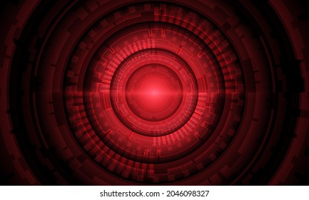Abstract red system circle circuit cyber futuristic technology vector background illustration.