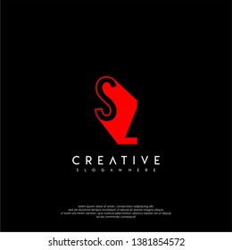 abstract red SZ logo letter in shadow shape design concept