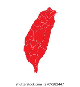 Resumo Mapa de Taiwan vermelho com cidades
